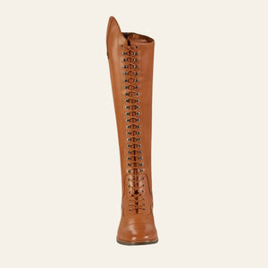 PREMEIR EQUINE Maurizia Ladies Lace Front Tall Leather Riding Boot - Cognac - In stock 8th OF APRIL - Equisafety
