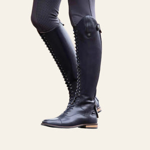 PREMIER EQUINE Maurizia Ladies Lace Front Tall Leather Riding Boot - Navy - In stock 8th April - Equisafety