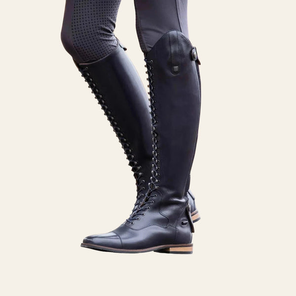 PREMIER EQUINE Maurizia Ladies Lace Front Tall Leather Riding Boot - Navy - In stock 8th April - Equisafety