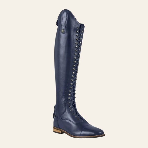 PREMIER EQUINE Maurizia Ladies Lace Front Tall Leather Riding Boot - Navy - In stock 8th April - Equisafety