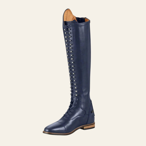 PREMIER EQUINE Maurizia Ladies Lace Front Tall Leather Riding Boot - Navy - In stock 8th April - Equisafety