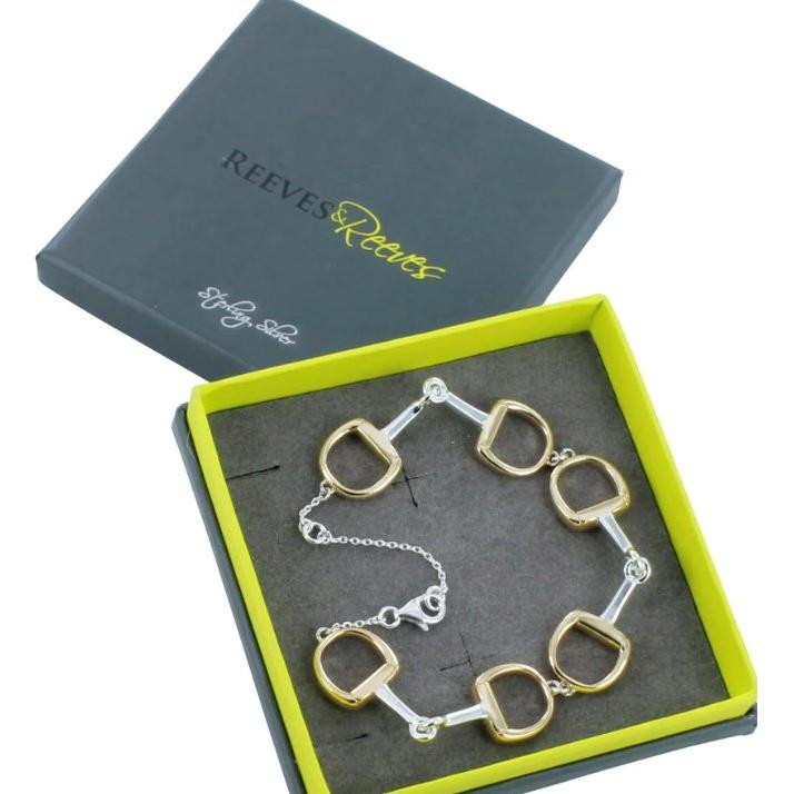 Reeves and Reeves Chunky Sterling Silver and Gold Plated Snaffle Bracelet - Equisafety