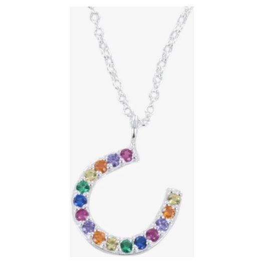 Reeves and Reeves Rainbow Crystals and Sterling Silver Horseshoe Necklace - Equisafety