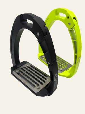 Equisafety safety stirrups double arm degree footplate black
