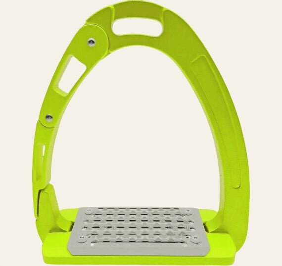 Equisafety safety stirrups single arm degree footplate hi vis pink