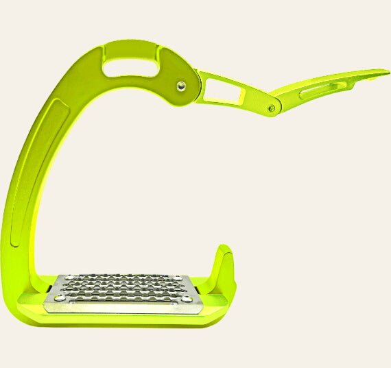 Equisafety safety stirrups single arm degree footplate hi vis pink