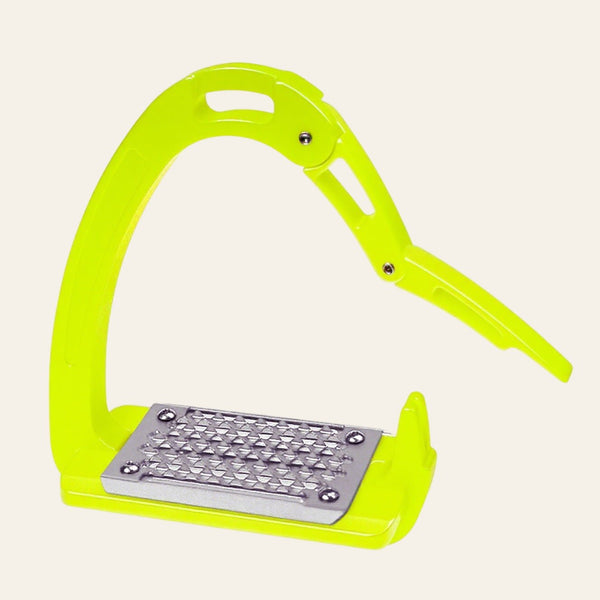 Equisafety safety stirrups single arm degree footplate hi vis pink
