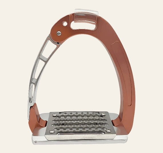 Equisafety safety stirrups single arm degree footplate hi vis pink