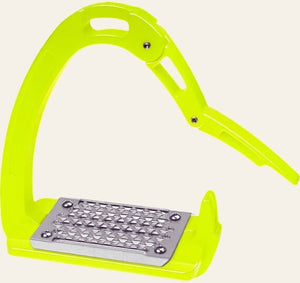 Equisafety safety stirrups single arm degree footplate hi vis pink