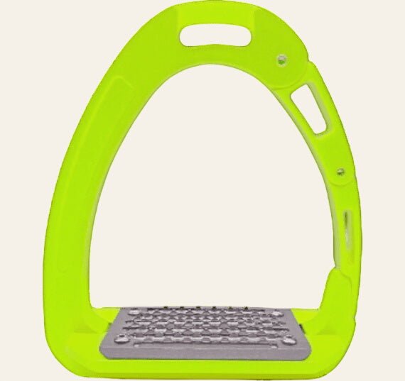 Equisafety safety stirrups single arm degree footplate hi vis pink