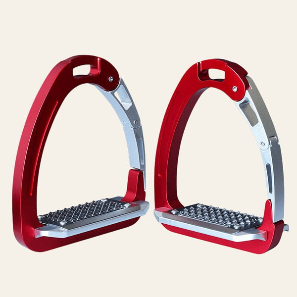 Equisafety safety stirrups single arm degree footplate red