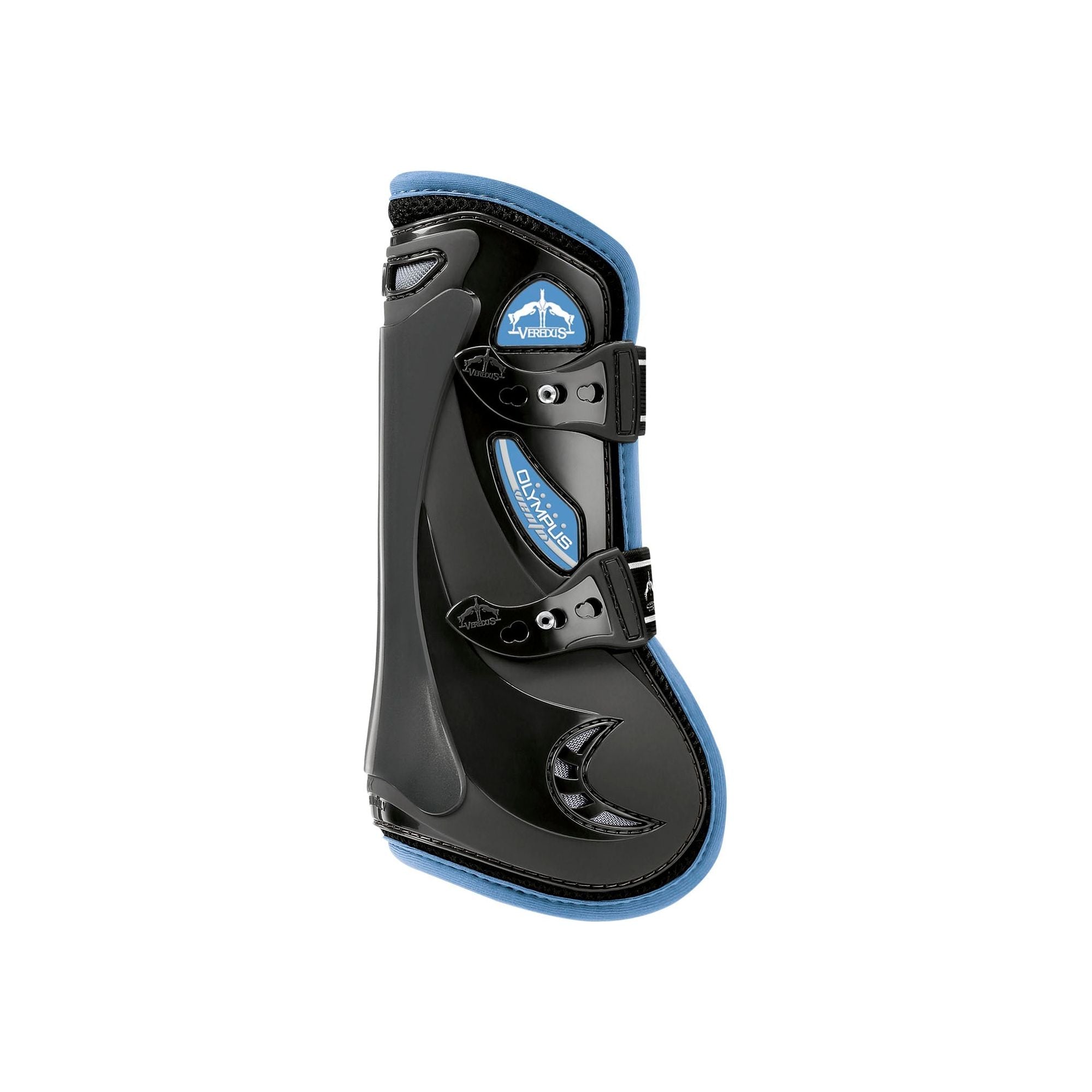 Veredus Olympus Vento Tendon Boot - Horse Front Leg - Black with Light Blue Edging - Equisafety