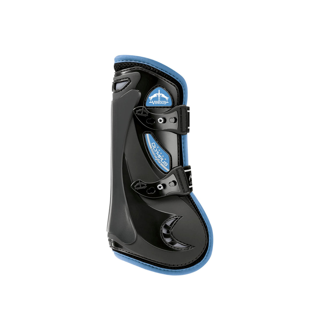 Veredus Olympus Vento Tendon Boot - Horse Front Leg - Black with Light Blue Edging - Equisafety