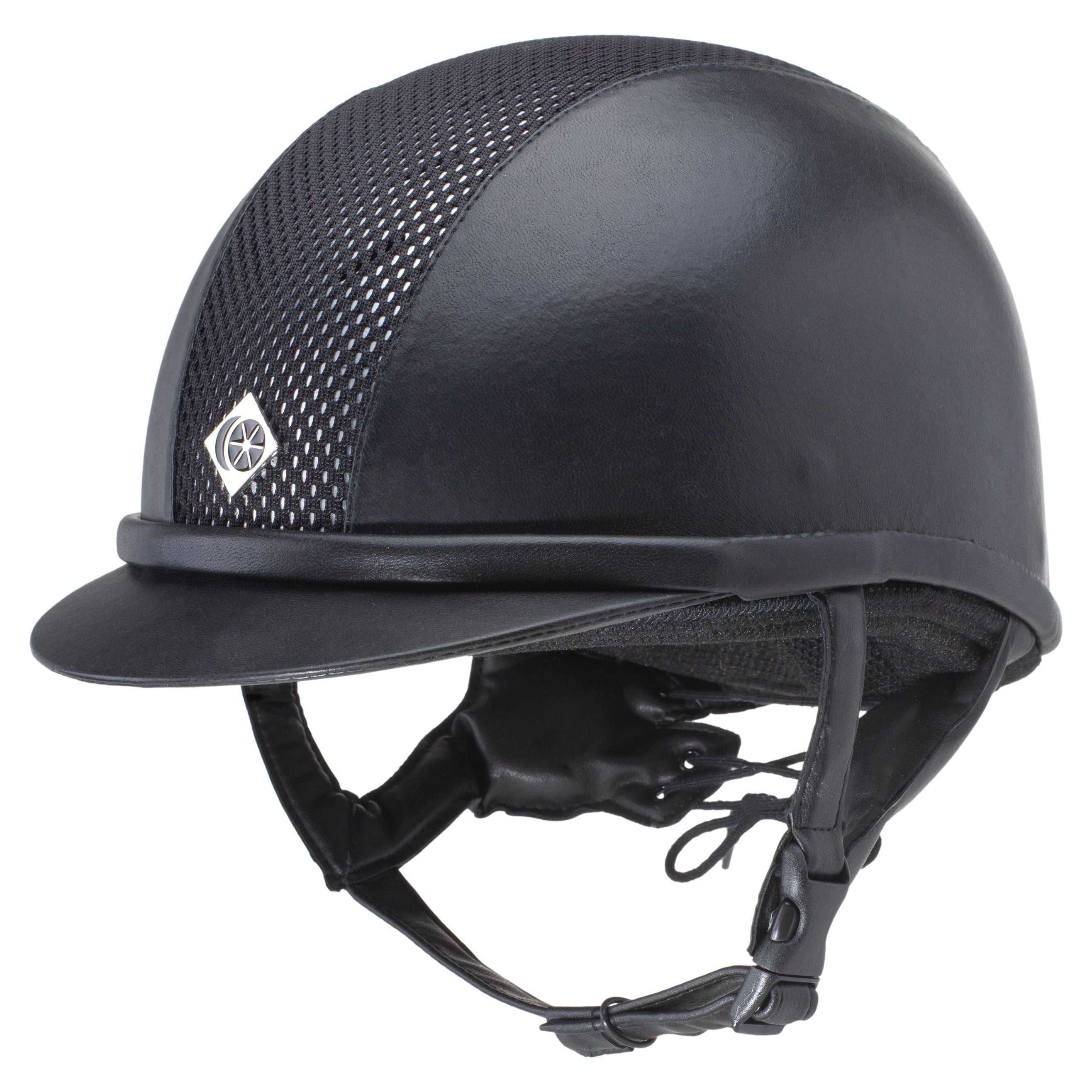 Charles Owen AYR8 PLUS Leather Look Riding Hats Black Silver