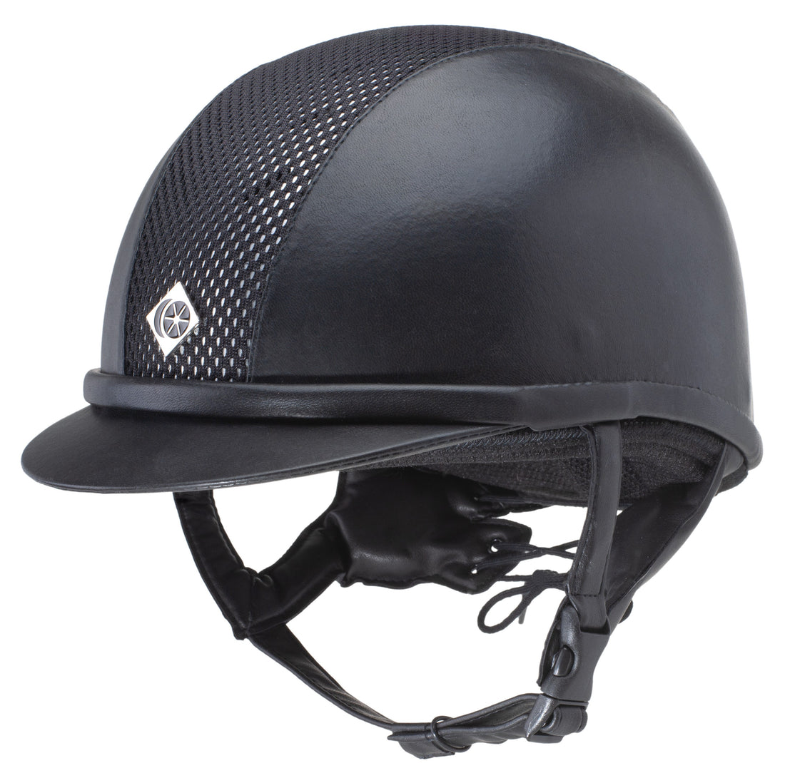 Charles Owen AYR8 PLUS Leather Look - Riding Hats - Black/Silver 
