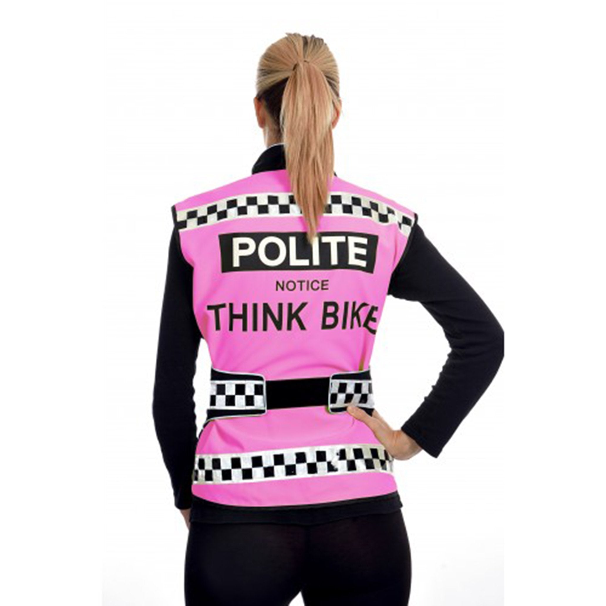Equisafety POLITE Think Bike Pink Hi Vis Waistcoat - PINK