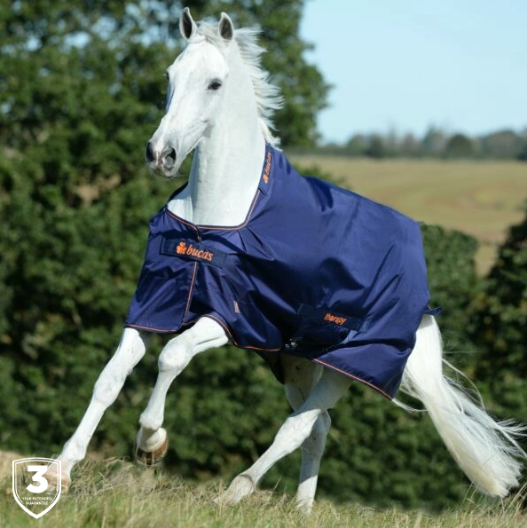 Bucas Therapy Turnout Rug 150G - Horse - Navy/Orange