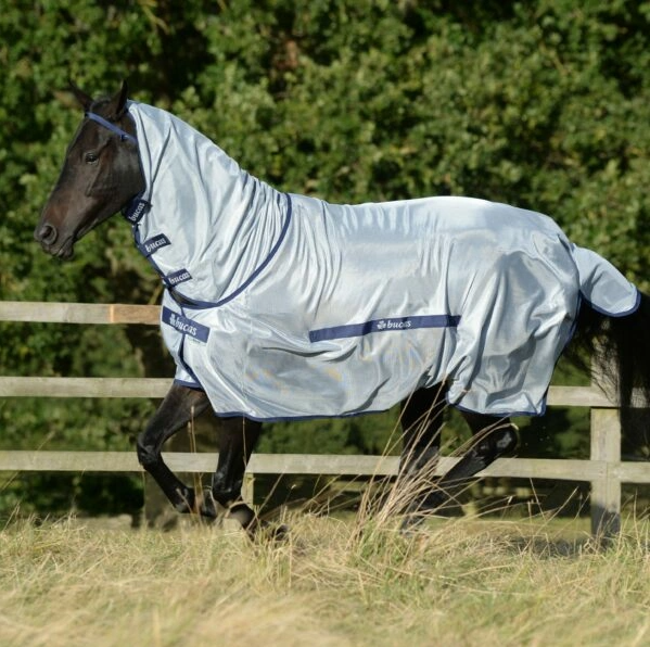 Bucas Buzz Off  Fly Rug and Neck  - Horse -  Silver/Blue